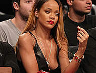 Rihanna legs and cleavage at Barclays Center